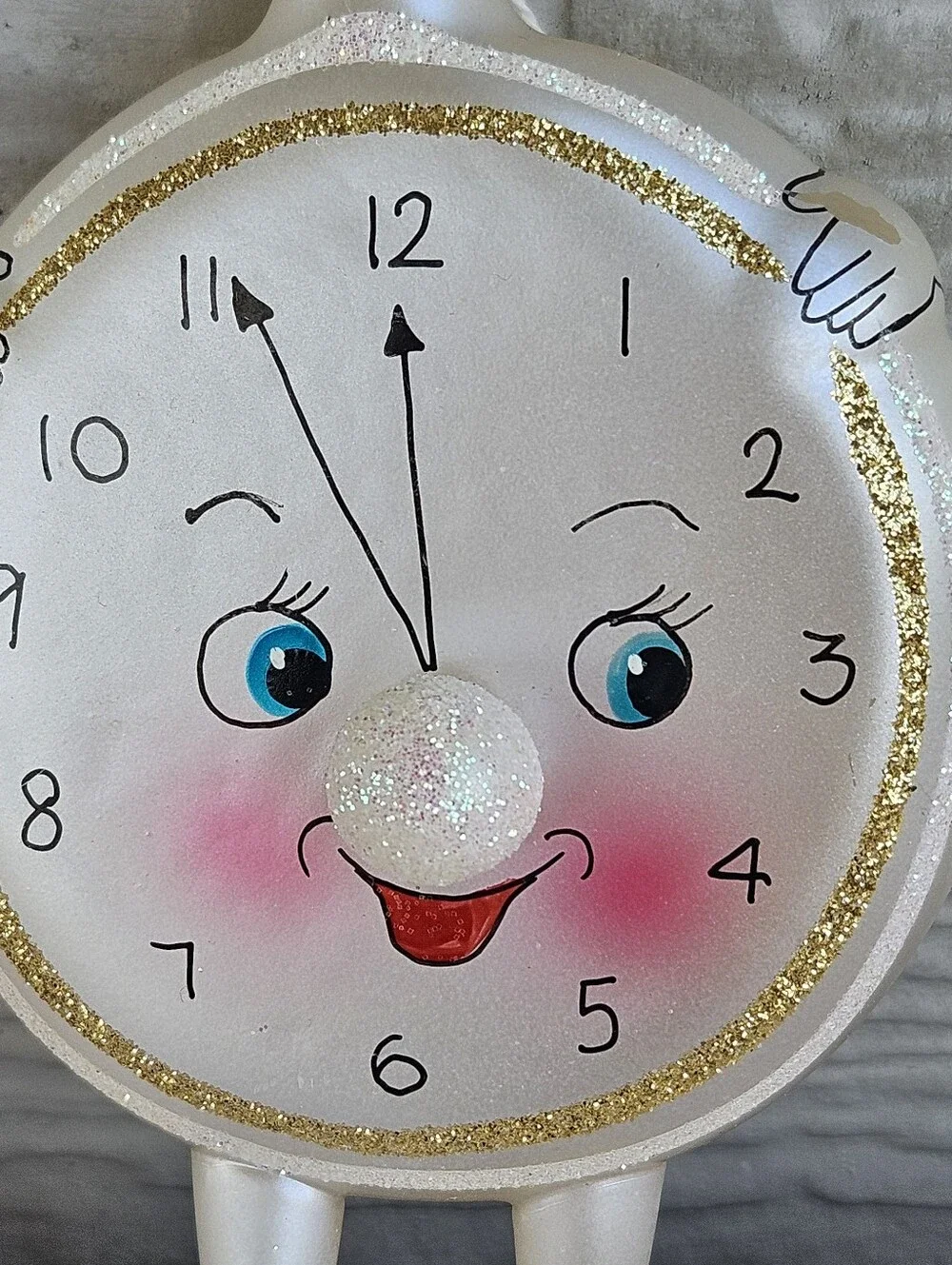 Lord & Taylor Soffieria De Carlini Glass Blown Clock Ornament Christmas White